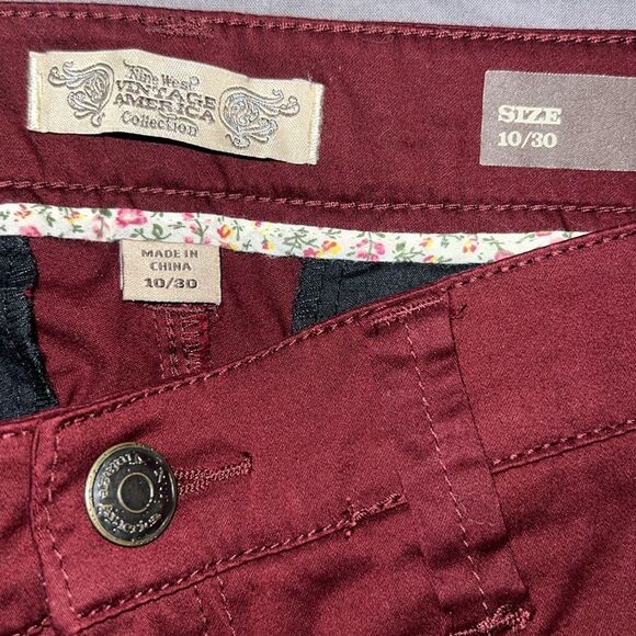NINE WEST VINTAGE AMERICA Maroon Emma Aviator Pants-10 - Picture 7 of 8